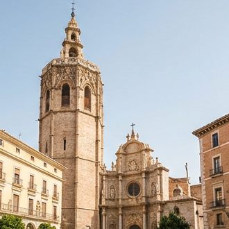 Torre del Micalet y fachada de la Catedral de Valencia (ilustración)